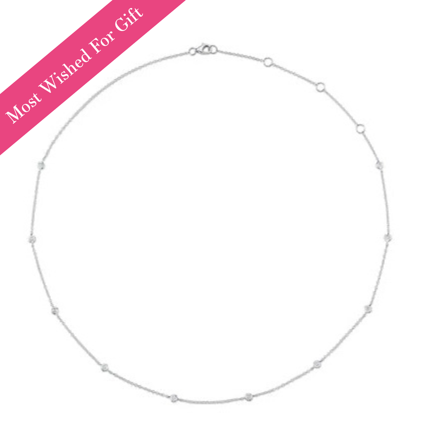 White Gold Diamond by the Yard Necklace, 0.12 CTTW