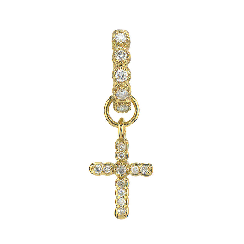 Petite Pave Diamond Cross Earring Charm (Single)