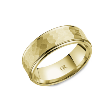 Men's Wedding Band with Frosted Hammer Center, 7mm - Carter's Collective Fine Jewelry