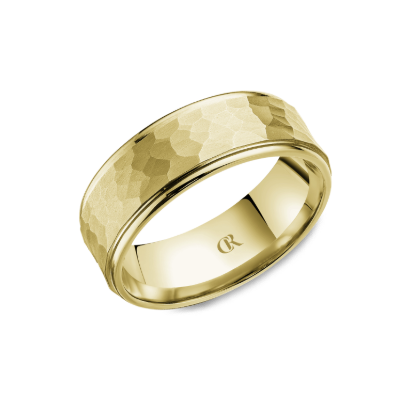 Men's Wedding Band with Frosted Hammer Center, 7mm - Carter's Collective Fine Jewelry