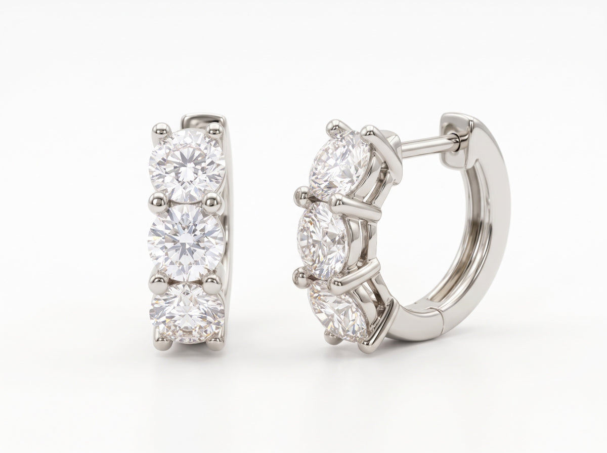 Diana Lab Grown Round Diamond Huggie Hoop Earrings, White Gold