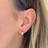 Yellow Gold Polished Puff Half Hoop Earrings (Pair)