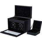 British Racing Black Double Watch Winder with Storage - Carter's Collective Fine Jewelry