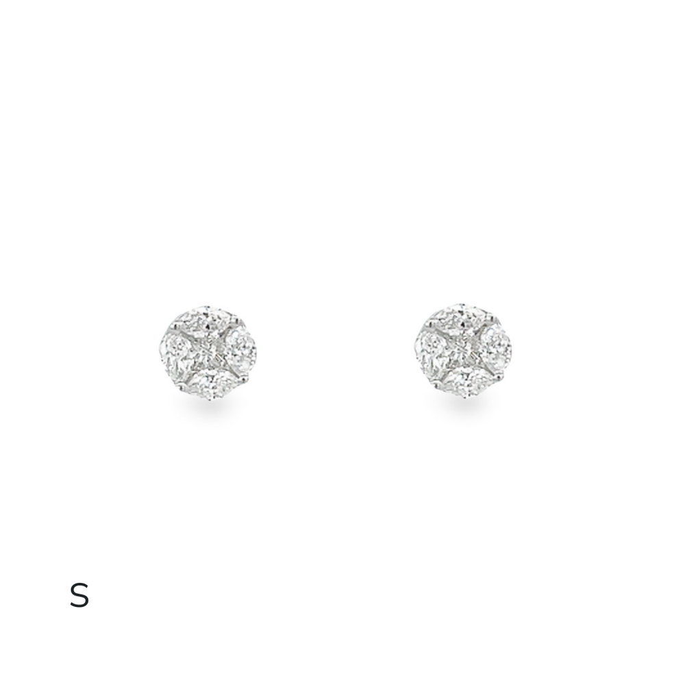 Round Illusion Diamond Studs