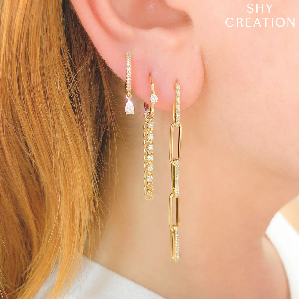 Diamond Pear Dangle Huggie Hoop Earrings (Pair), 0.33 CTTW - Carter's Collective Fine Jewelry