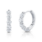 Shared Prong Diamond Huggie Hoops