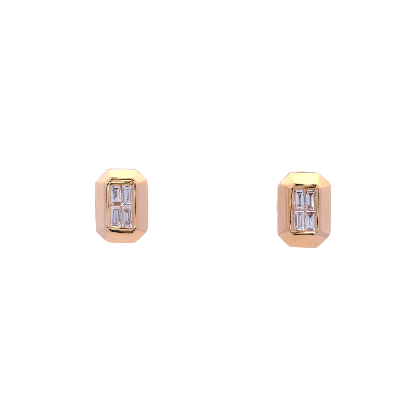 Bezel Baguette Diamond Stud Earrings