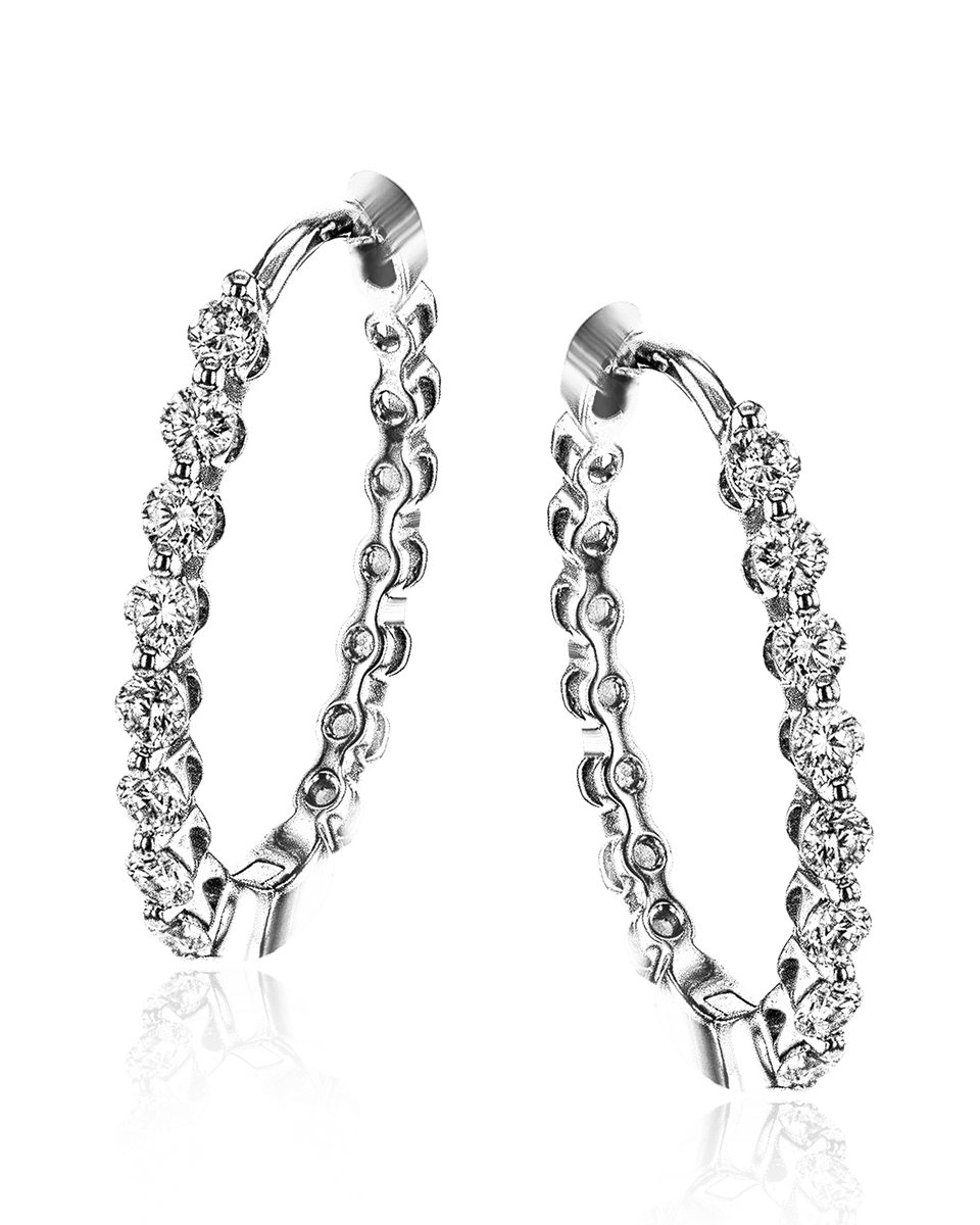 Shared Prong Diamond Hoop Earrings