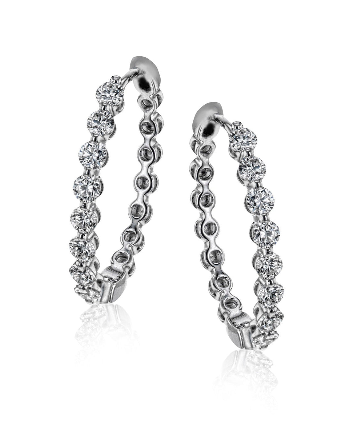 Shared Prong Diamond Hoop Earrings