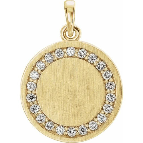 Petite Diamond Halo Engravable Disc Charm - Carter's Collective Fine Jewelry
