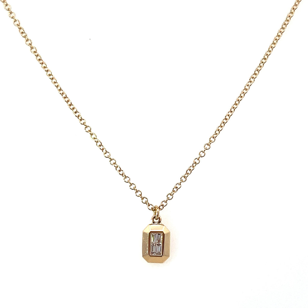 Bezel Baguette Diamond Necklace, 0.07 CTTW - Carter's Collective Fine Jewelry