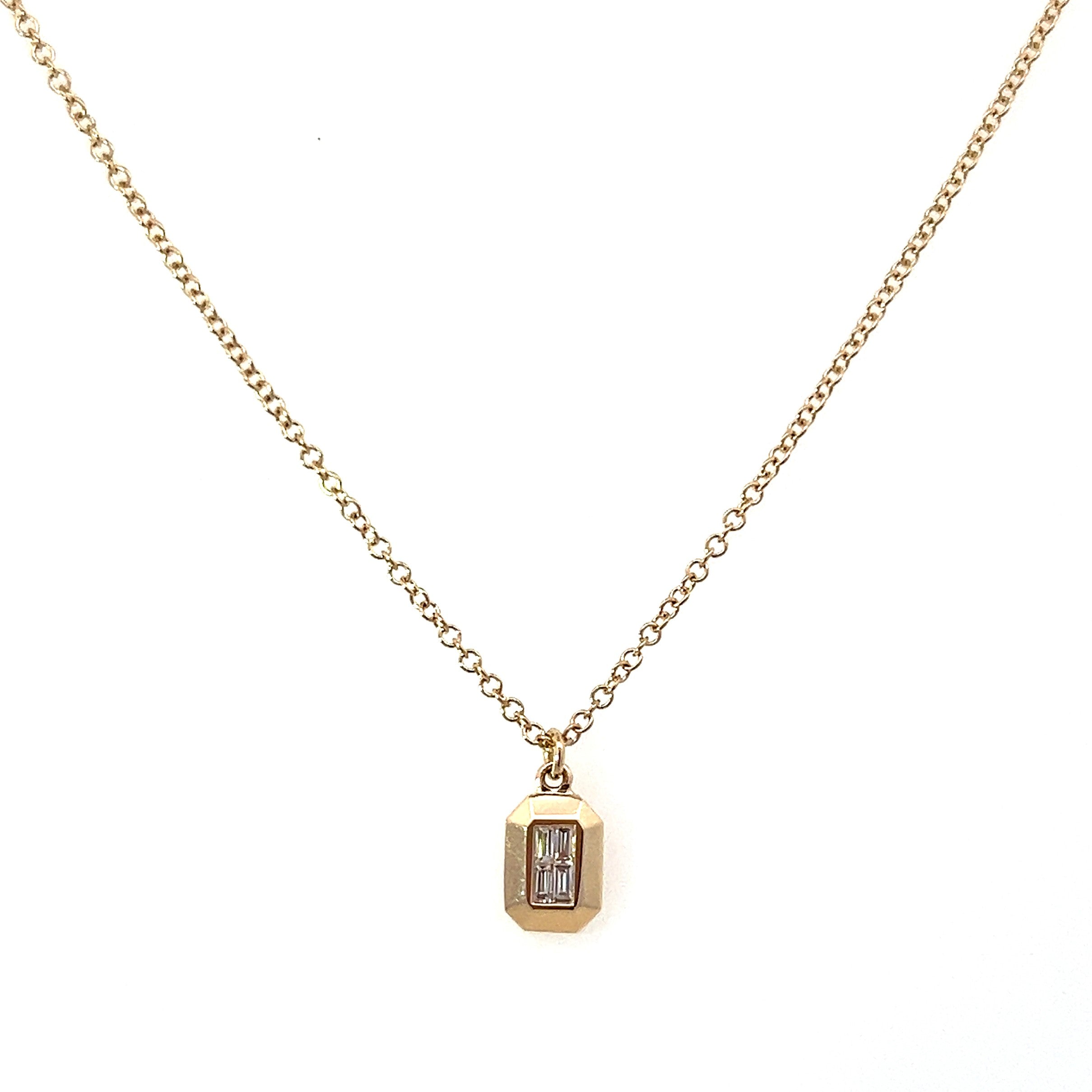 Bezel Baguette Diamond Necklace, 0.07 CTTW - Carter's Collective Fine Jewelry