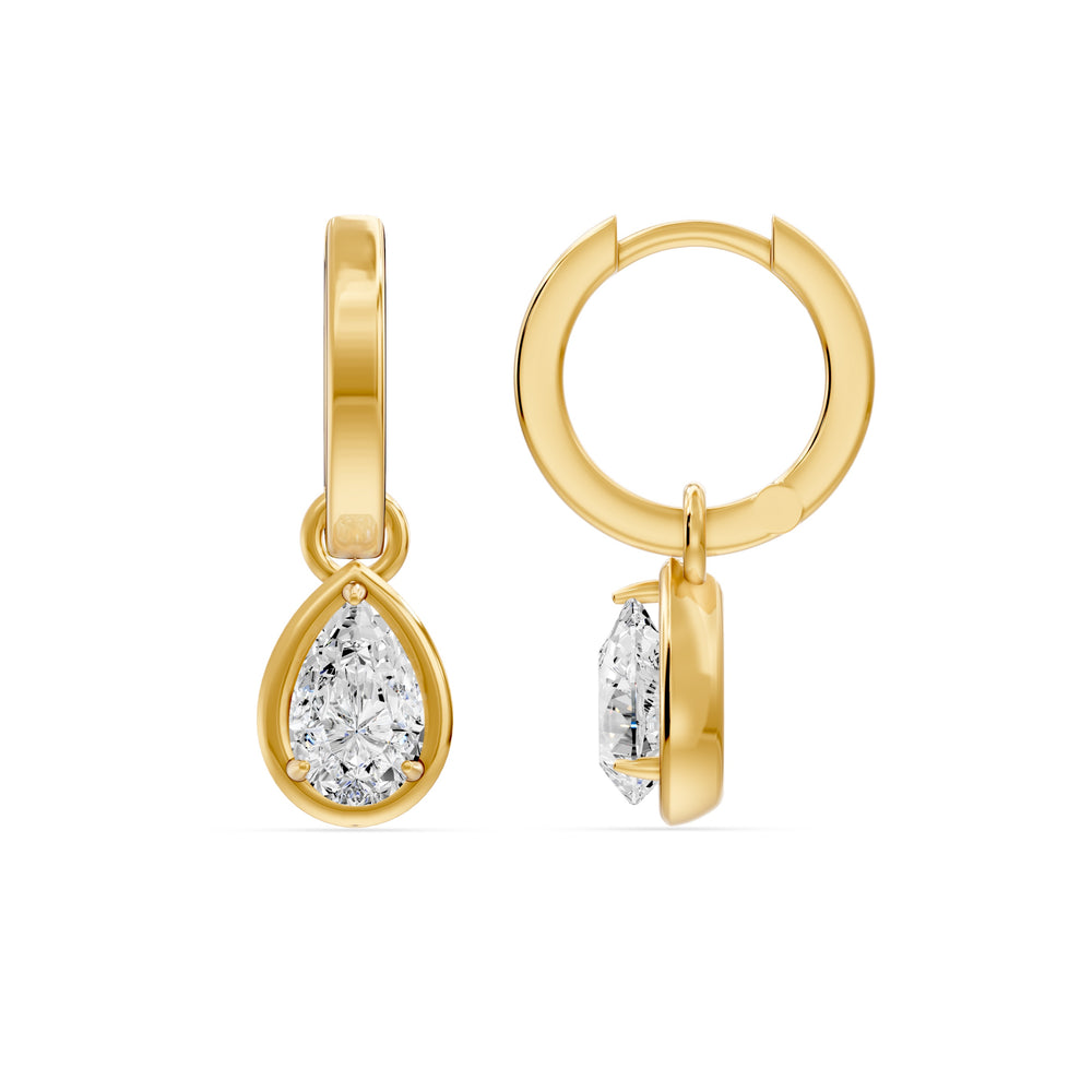 Pear Shape Lab Grown Diamond Faux Bezel Charm Earrings, 1.09 CTTW - Carter's Collective Fine Jewelry
