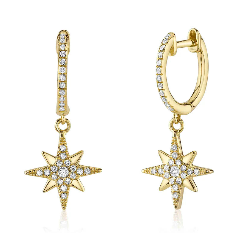 North Star Dangle Hoop Earrings, 0.19 CTTW - Carter's Collective Fine Jewelry