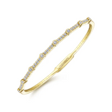 Bezel Diamond Station Flexible Bangle Bracelet