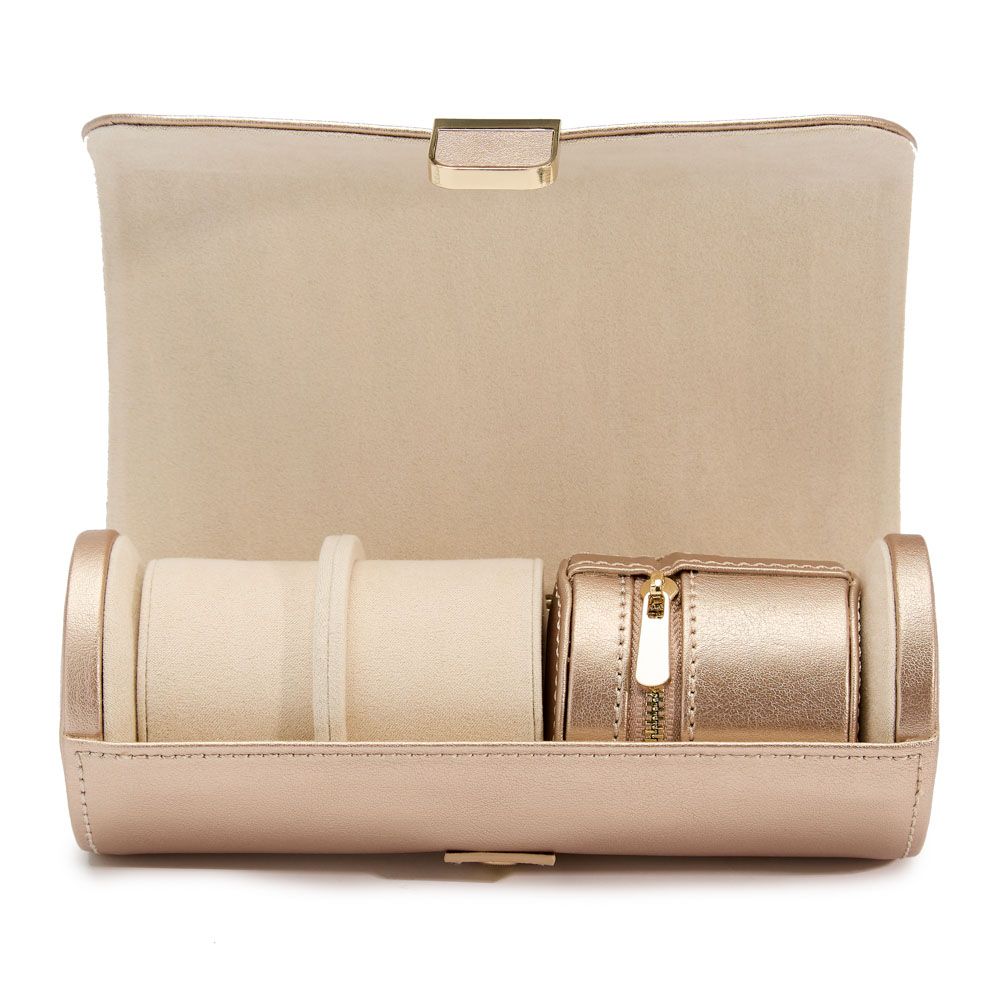 Palermo Double Watch Roll with Jewelry Pouch - Rose - Carter's Collective Fine Jewelry