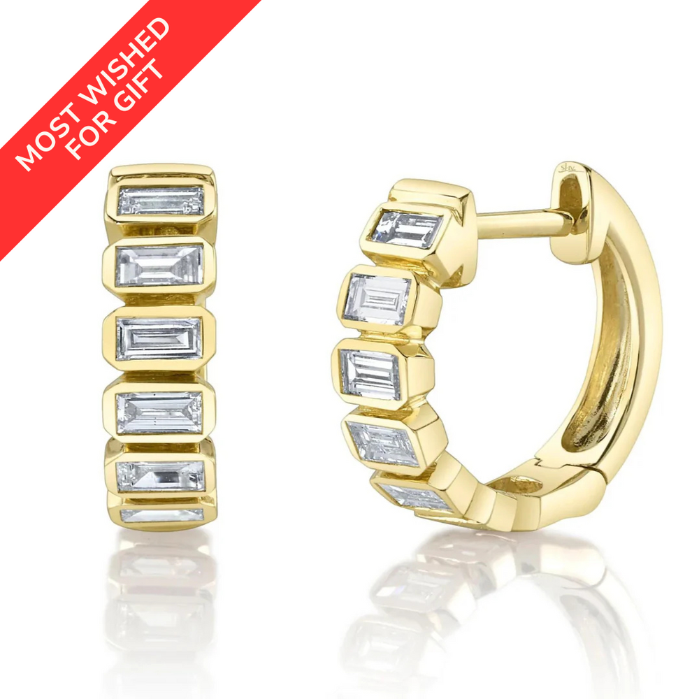 Bold Baguette Huggie Hoop Earrings