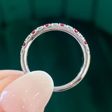 Ruby & Diamond Alternating Straight Stackable Band