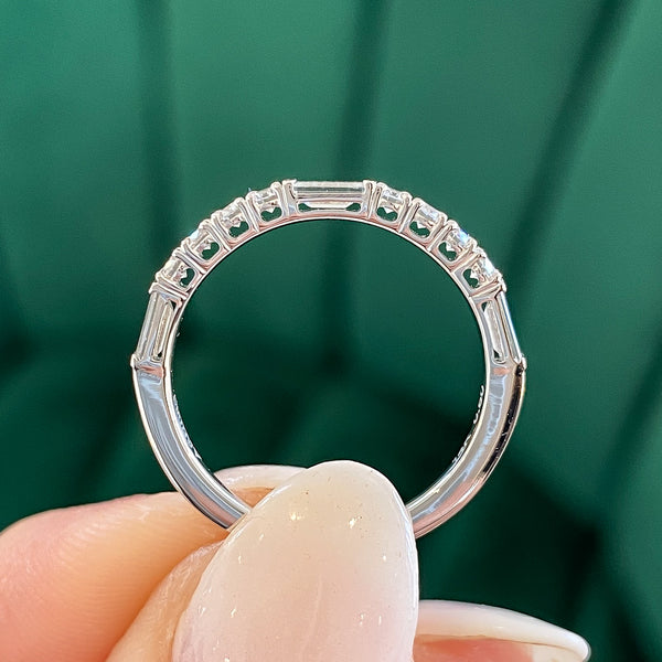 Baguette & Round Diamond Stackable Wedding Band