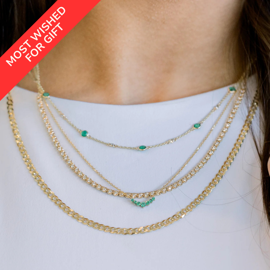 Petite Graduated Emerald Gemstone Necklace