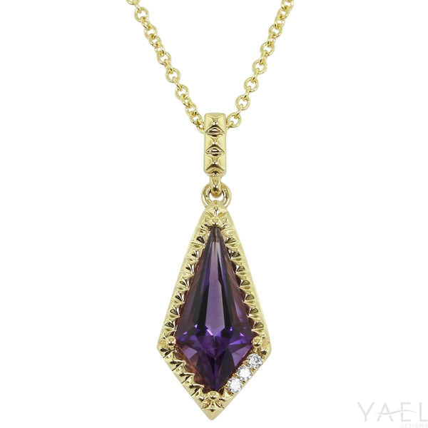 Amethyst Pendant with Diamond Accents Necklace