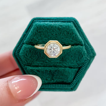 Round Bezel Illusion Solitaire Engagement Ring Setting (Does Not Include Center Stone)