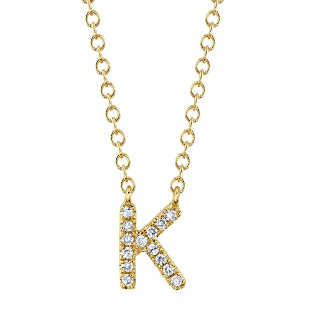 Diamond Initial Necklace - "K"