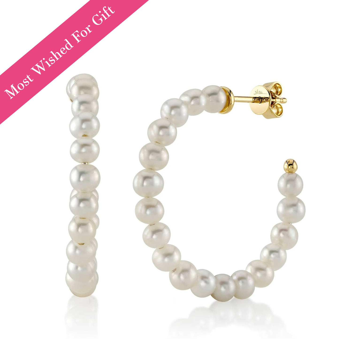 Medium Pearl Hoop Earrings