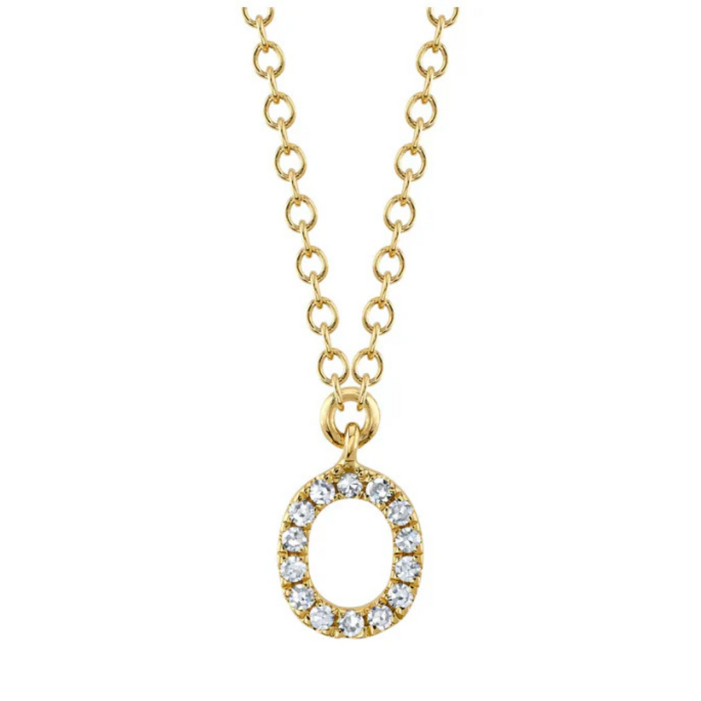 "O" Diamond Initial Necklace 16-18" Chain