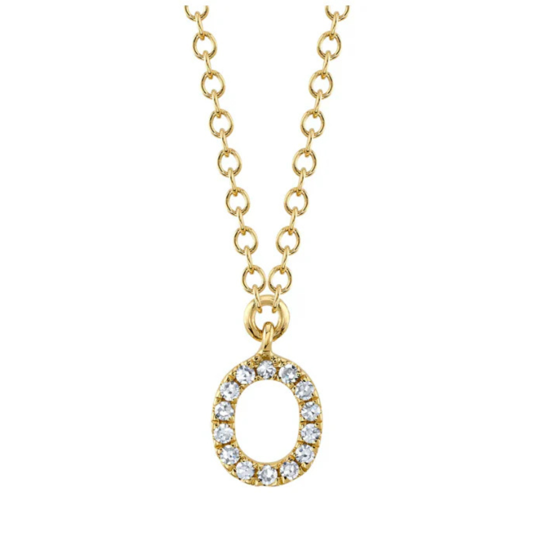 "O" Diamond Initial Necklace 16-18" Chain