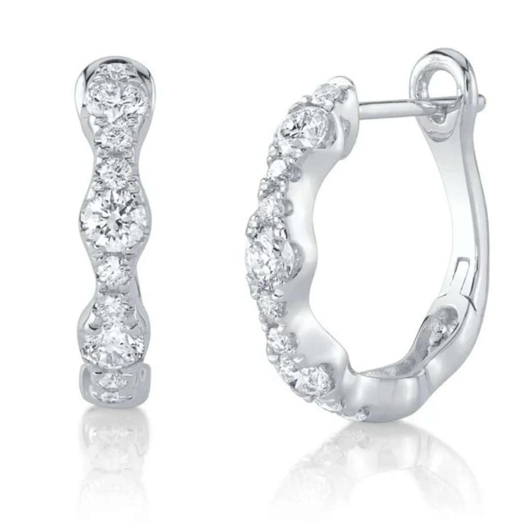 1.00ct Graduated "Wave" Diamond Hoop Earrings