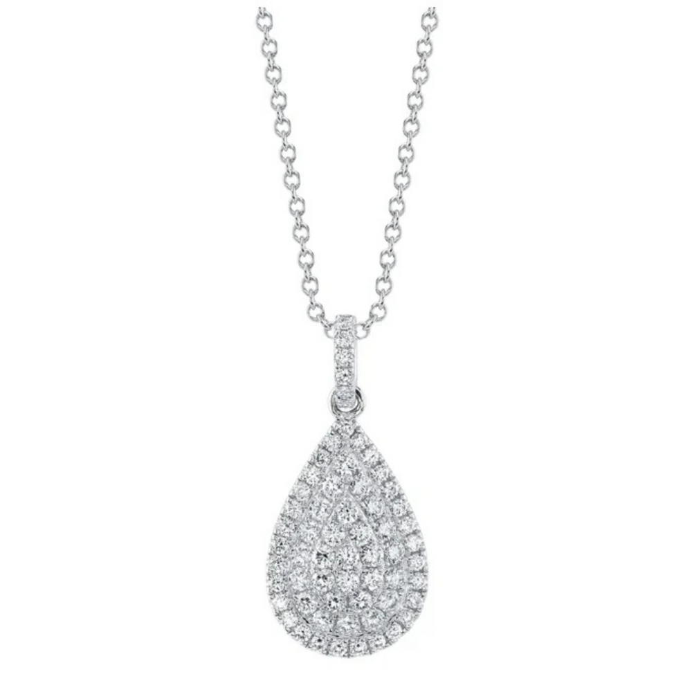 1.09ct Pear Shape Pave Diamond Drop Necklace