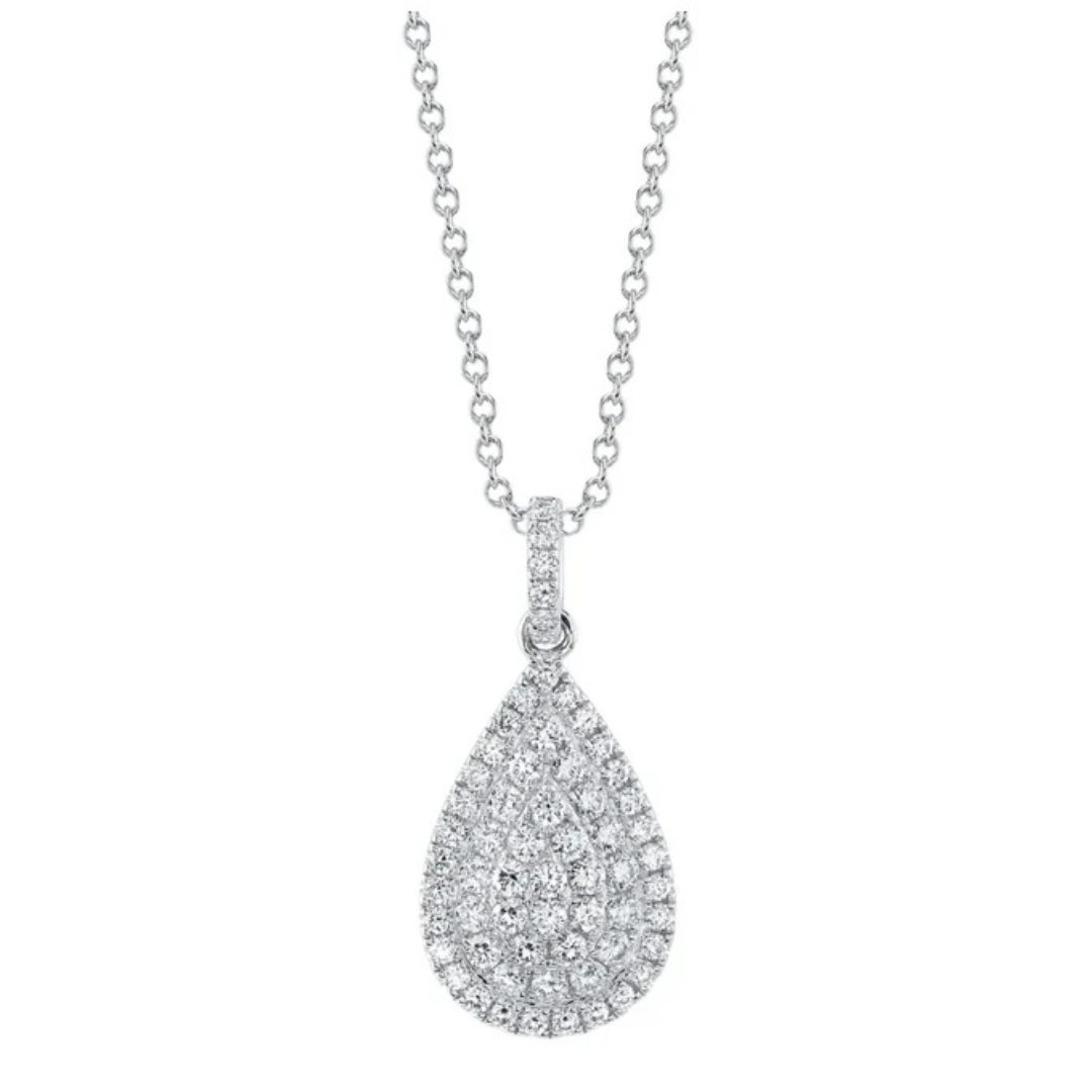 1.09ct Pear Shape Pave Diamond Drop Necklace