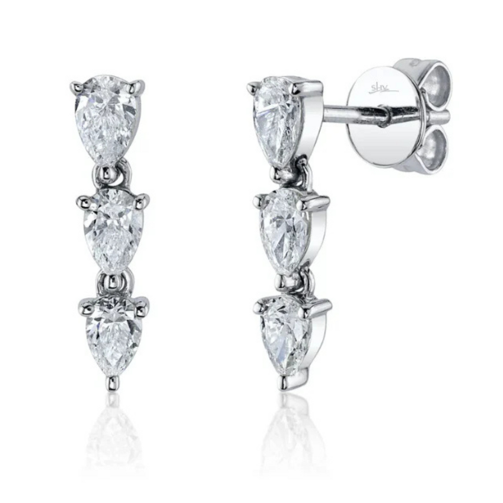 0.83ct Pear Shape Diamond Drop Earrings