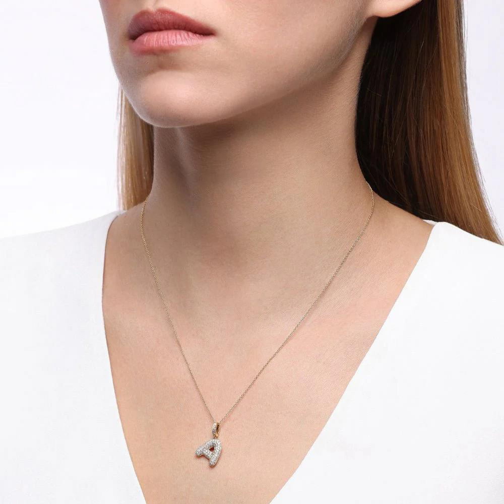 Bubble Initial Diamond Pendant