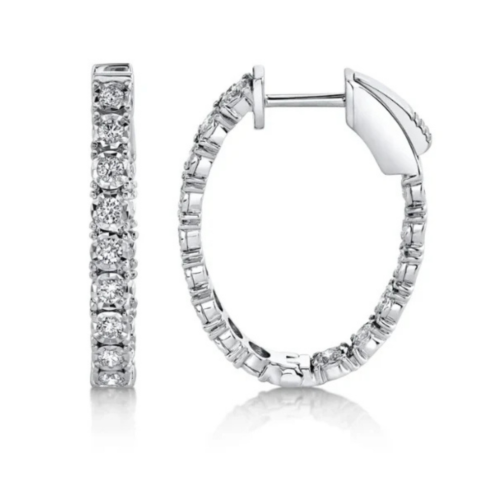 0.90ct Oval Diamond Illusion Hoop Earring