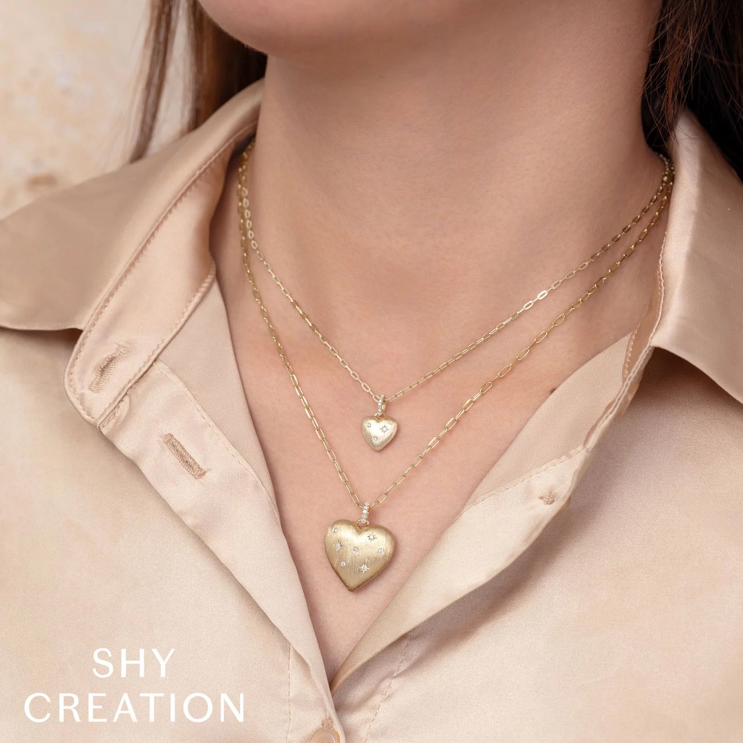 Matte Heart Pendant Necklace with Diamond Accents, 0.10 CTTW - Carter's Collective Fine Jewelry