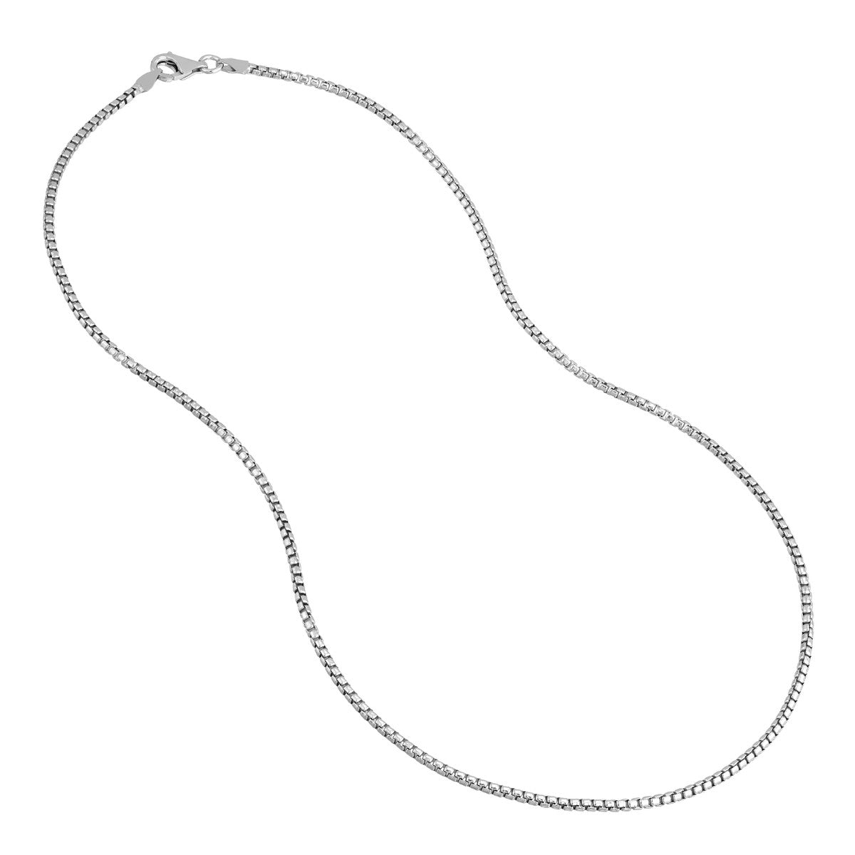 Sterling Silver Solid Box Chain Necklace, 18 Inches