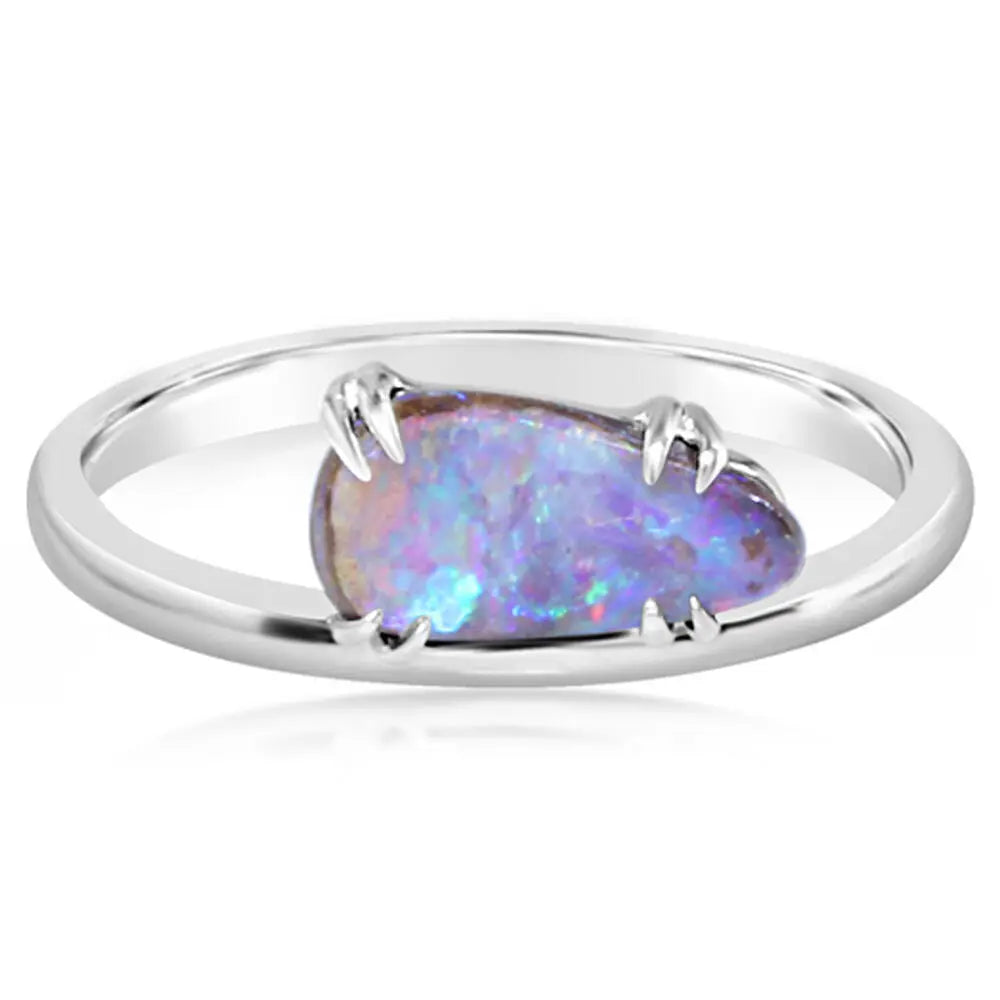 Australian Boulder East-West Double Prong Opal Ring - Carter's Collective Fine Jewelry