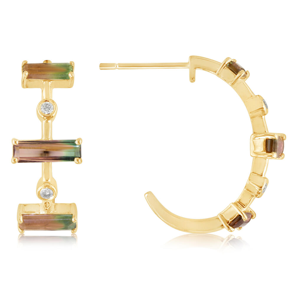 Watermelon Tourmaline Half Hoop Earrings - Carter's Collective Fine Jewelry