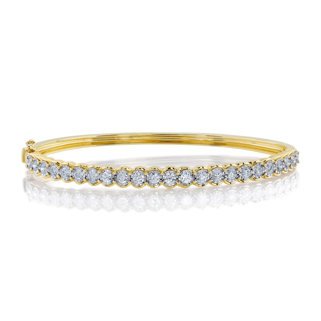 Illusion Set Diamond Bangle Bracelet, 1.35 cttw