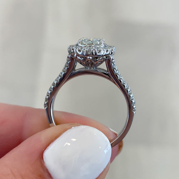 Christopher Designs Oval Diamond Halo Split Shank Engagement Ring