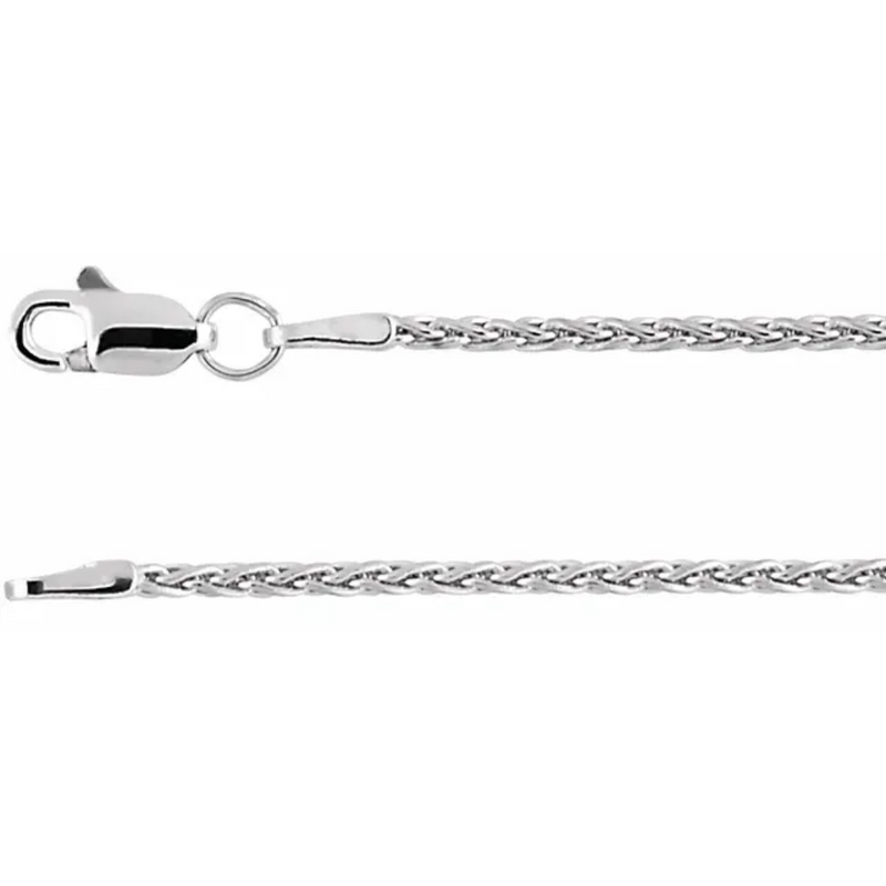 Men's 14K White Gold Wheat Chain, 18"