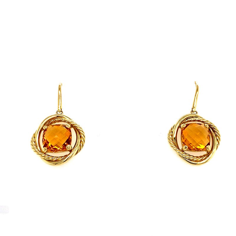 Previously Loved David Yurman Citrine Cushion Rope Halo Earrings