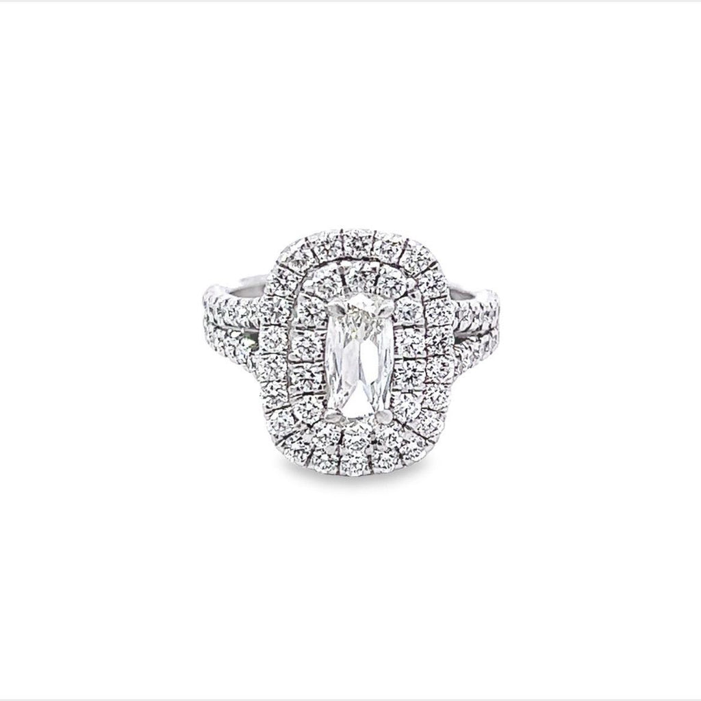 Previously Loved Elongated Cushion Diamond Double Halo Engagement Ring - Carter's Collective Fine Jewelry