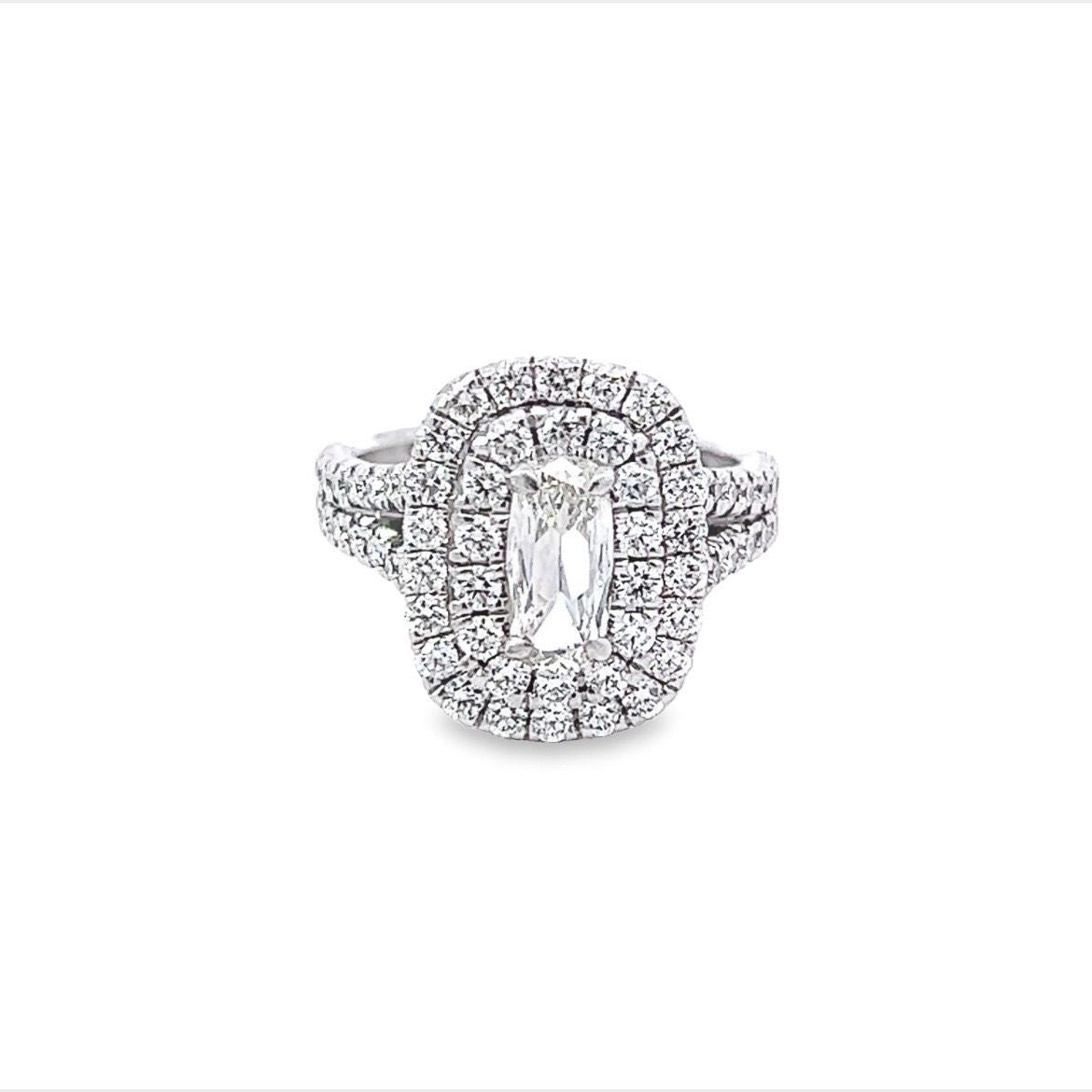 Previously Loved Elongated Cushion Diamond Double Halo Engagement Ring - Carter's Collective Fine Jewelry