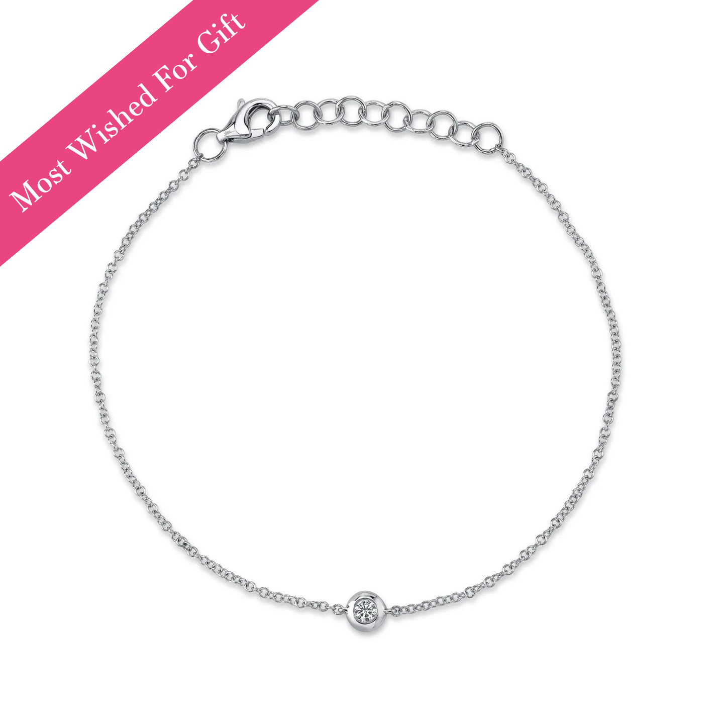 Diamond Bezel Bracelet, White Gold