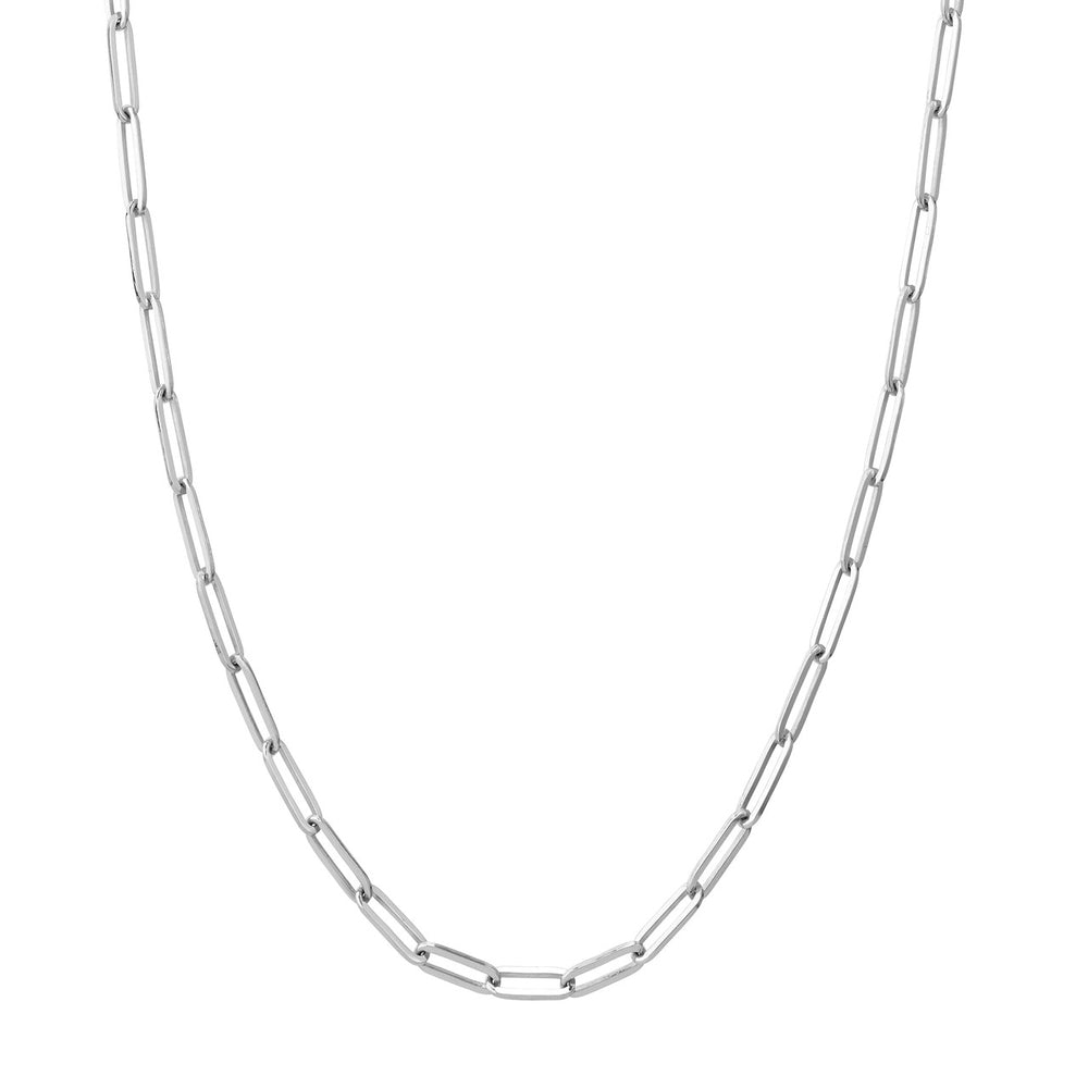 Medium Sterling Silver Paper Clip Chain, 18 Inches