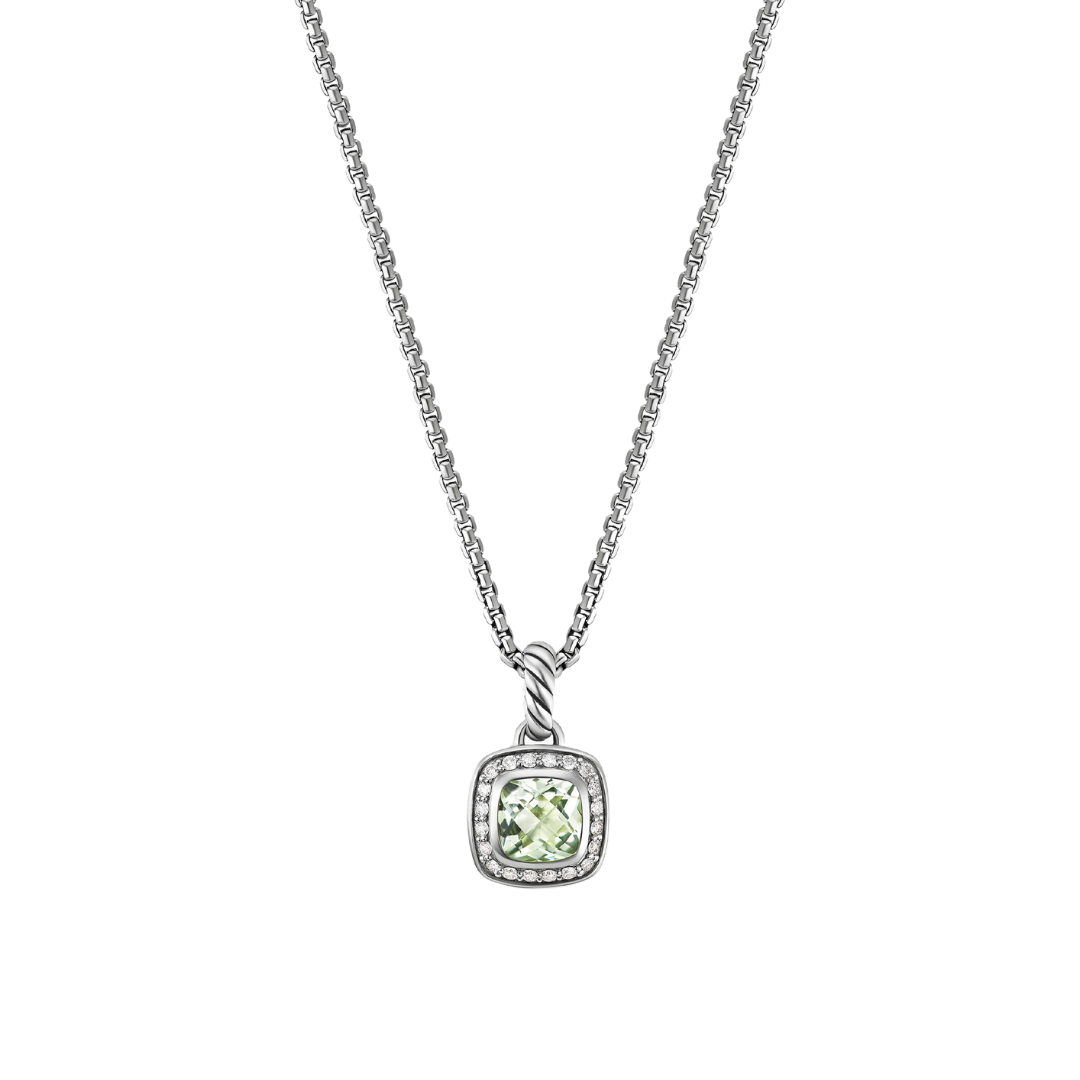 Previously Loved David Yurman Petite Albion Diamond and Prasiolite Pendant Necklace (Sold As Is)