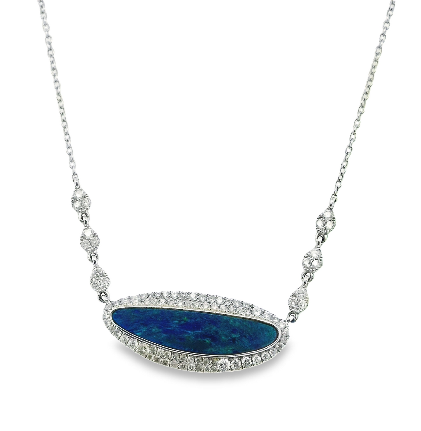 Previously Loved Opal Diamond Accented Pendant Necklace (Sold As Is)